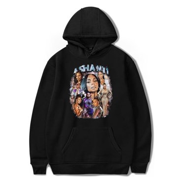 Ashanti Merch Hoodies Retro Trend Sweatshirts Men And Women Fashion Pullovers Streetwear,XS,Black