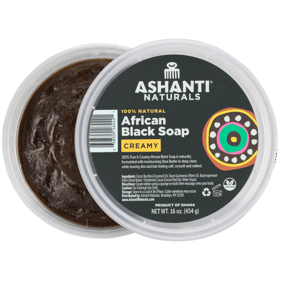 Ashanti Naturals 100% Pure & Creamy African Black Soap, 16 oz.