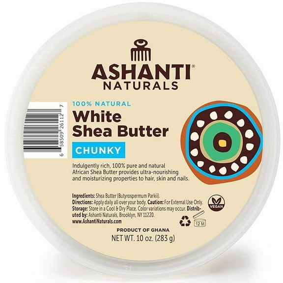Ashanti Naturals Chunky White Shea Butter Body Butter, Fragrance Free, 10 oz.
