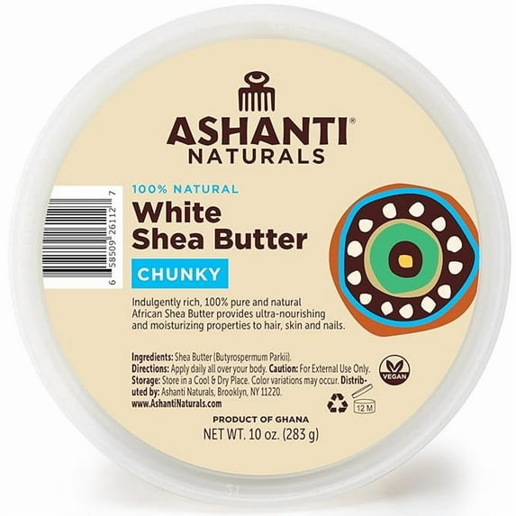 Ashanti Naturals Chunky White Shea Butter Body Butter, Fragrance Free, 10 oz.