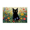 thumbnail image 1 of AshasdS Black Cat in Flower Garden Linen Table Mats Set of 4 12x18 inch for Spring Summer Home Table Decor, 1 of 5