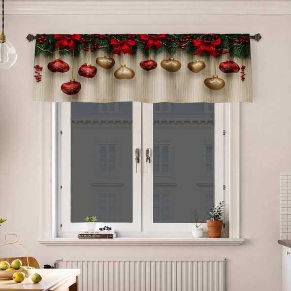 AshasdS Christmas Ornament Window Valance Holiday Curtain Valance Seasonal Winter Home Window Decoration