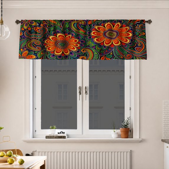 AshasdS Colorful Floral Pattern Window Valance Bohemian Curtain Valance Decorative Home Kitchen Window Treatment