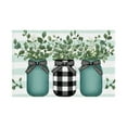 thumbnail image 1 of AshasdS Green Mason Jar with Eucalyptus Leaves and Buffalo Plaid Ribbon Linen Table Mats Set of 4 12x18 inch for Spring Summer Home Table Decor, 1 of 4