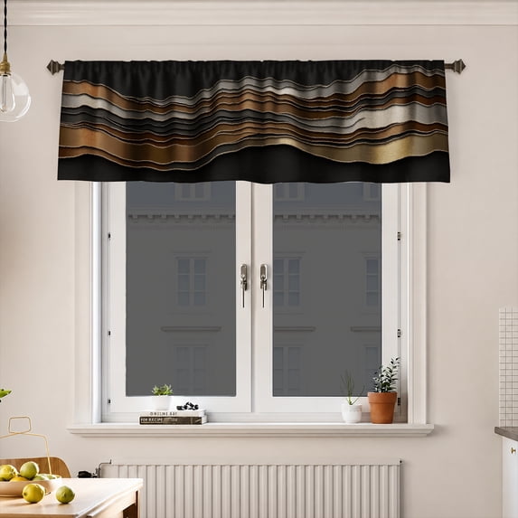 AshasdS Modern Wave Line Window Valance Abstract Curtain Valance Decorative Contemporary Window Treatment