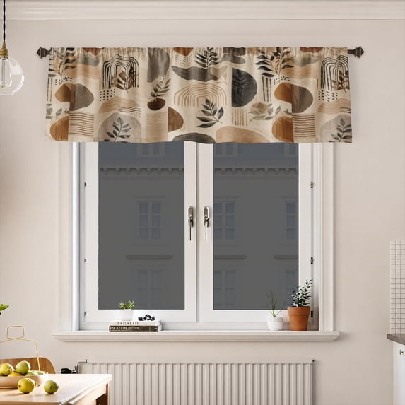 AshasdS Neutral Abstract Arch Window Valance Polyester Rod Pocket Modern Geometric Curtain Valance for Minimalist Living Room Bedroom Office