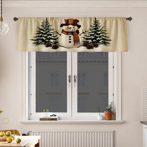 AshasdS Snowman Winter Window Valance Christmas Curtain Valance Holiday Seasonal Window Decor Home Decoration