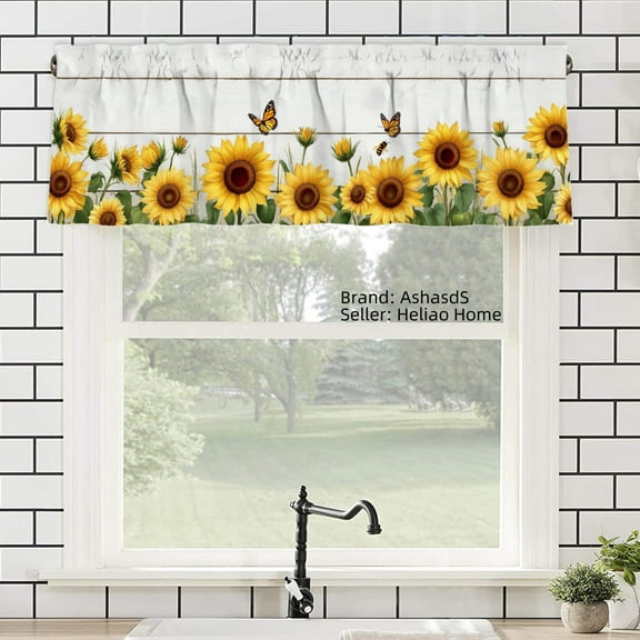 AshasdS Sunflower Polyester Window Valance Curtain for Home Kitchen Living Room Bedroom Bathroom Decor 54x18 inch