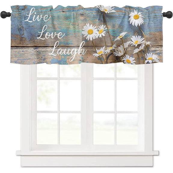 AshasdS Valance Window Curtains,Daisy Live Love Laugh,Rod Pocket Valance Curtain Window Treatment Polyester Valance Curtain,54x18 inch