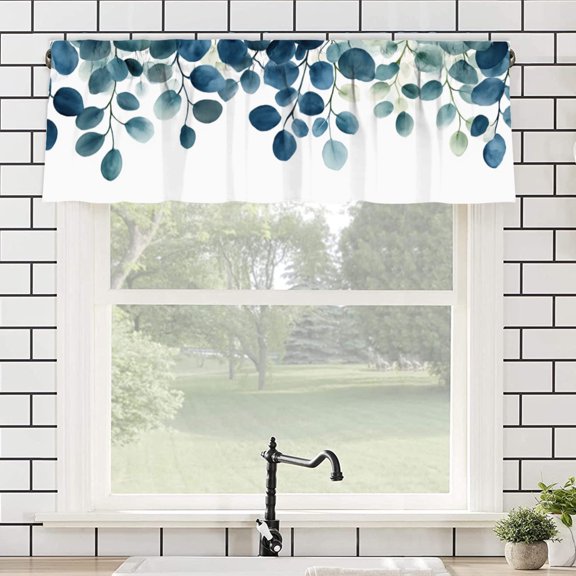 AshasdS Watercolor Leaf Pattern Polyester Curtain Valance for Home Bedroom Living Room Kitchen Window Decor 54x18 inch