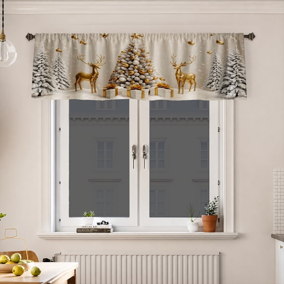 AshasdS Winter Snow Forest Window Valance Christmas Curtain Valance Holiday Woodland Home Decor