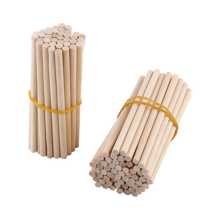 ASHATA 100pcs 80mm Round Wooden Sticks for DIY Wood Crafts Home Garden Decoration, Craft Sticks, Wood Dowels