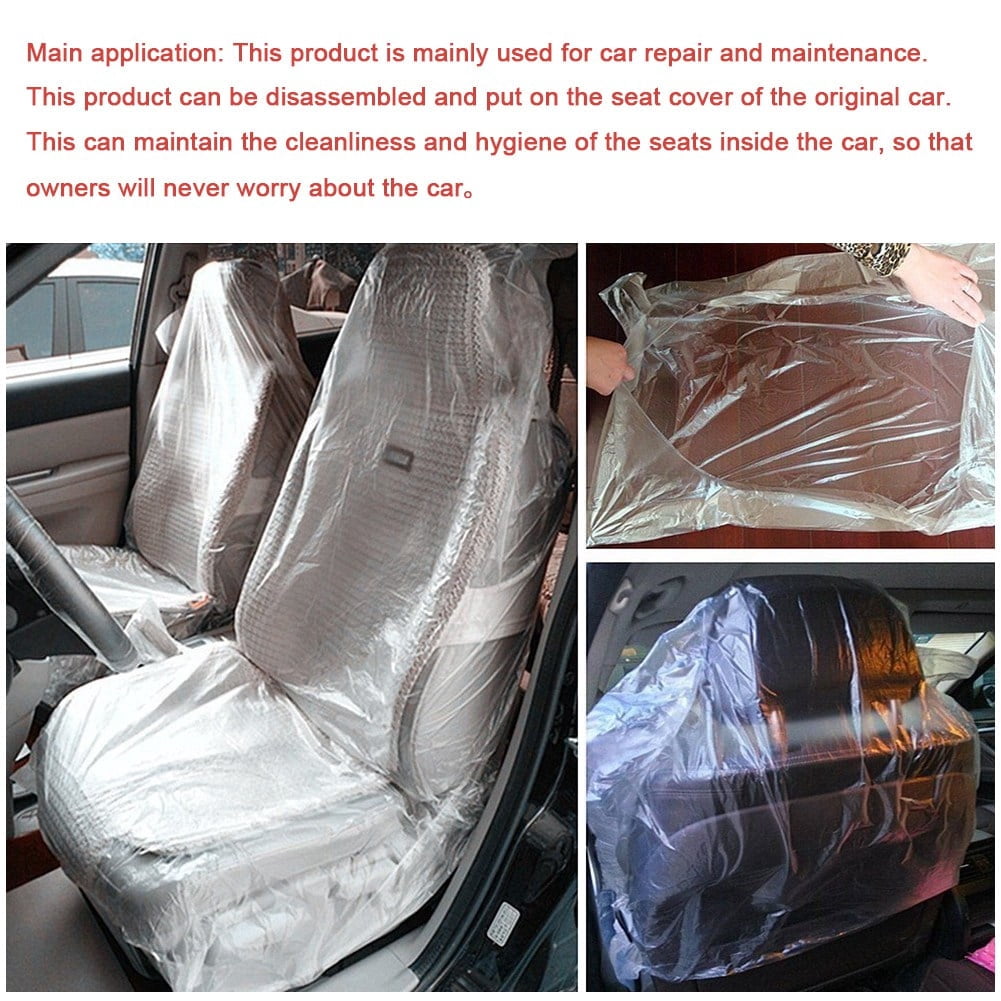 Ashata 100pcs Disposable Plastic Car Seat Covers Protectors Mechanic Valet Roll, Seat Covers Protector,Car Seat Covers, Seat Covers ProtectorPlastic Seat Covers