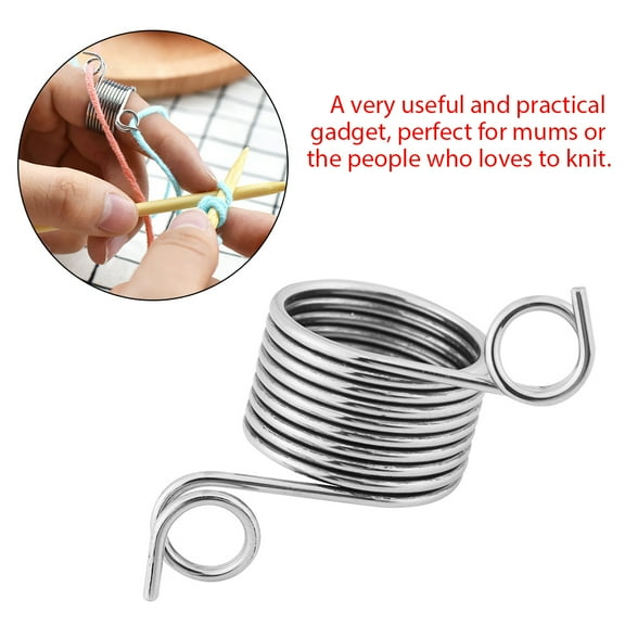Ashata 1Pc Stainless Steel Finger Thimble Yarn Knitting Guide Ring Crafts Sewing Tool, Knitting Finger Ring,Knitting Ring