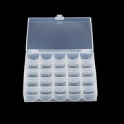 Ashata 1pc Plastic Empty Bobbins Case Sewing Machine Bobbin Organizer Storage Clear Box for 25 Spools, Spool Box,Bobbin Organizer