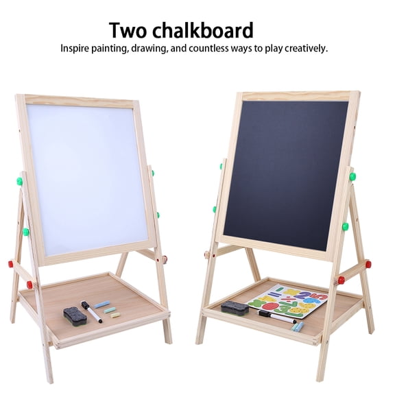 Ashata 2 In 1 Double Side Baby Kids Child Standing Art Wooden Drawing Board,Double Side Drawing Board
