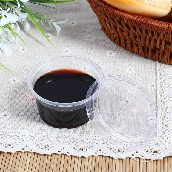 Ashata Sauce Cup Plastic 50Pcs Disposable Clear Sauce Cups Kitchenware Takeaway Sauce Box