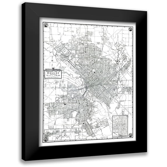 Ashburn 20x24 Black Modern Framed Museum Art Print Titled - Dallas Texas - Ashburn 1942