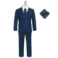 thumbnail image 1 of Ashbury CoCo Boy's Slim Fit 7-pieces Suit, Jacket Vest Pants Shirt Tie Bowtie Hanky, Light Navy Size 7, 1 of 5