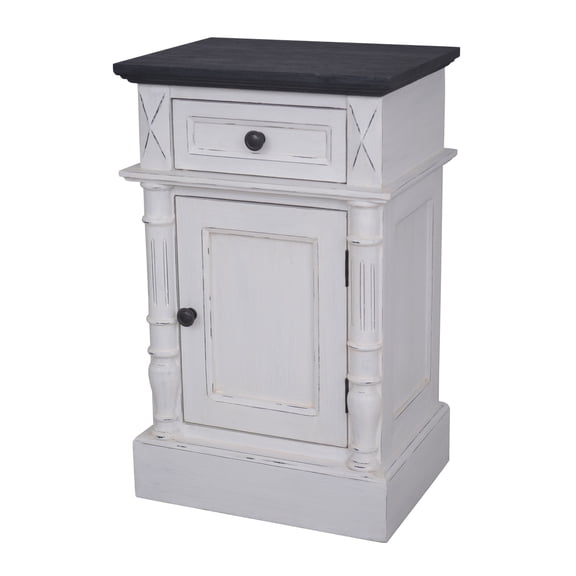 Ashbury One-Drawer/One-Door Lamp Table Antique White/Black