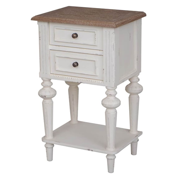 Ashbury Perles Oak Veneer Two-drawer Side Table