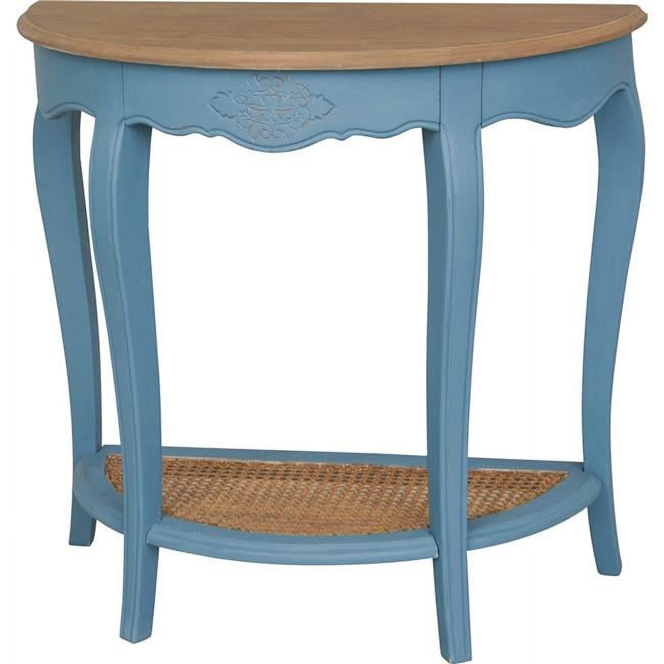 Ashbury Stradivarius Oak Veneer HalfMoon Wall Table, Antique Teal