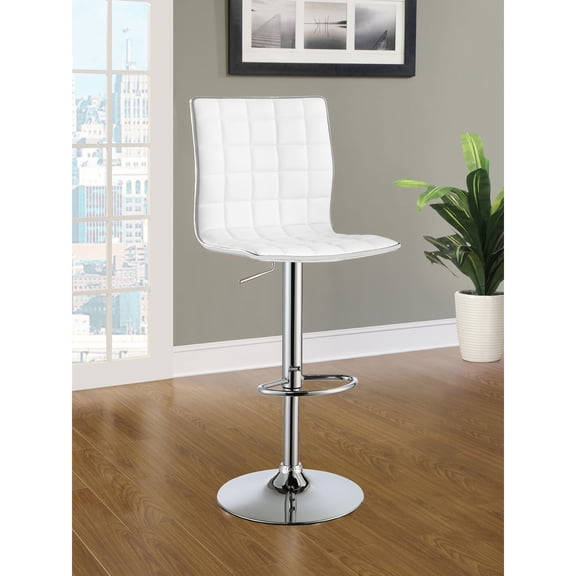 Ashbury White Upholstered Adjustable Bar Stool Set of 2 | Crisp white finish, customizable height, modern design for kitchen island or home bar