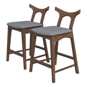 Ashcroft Aversa Fabric Upholstered Counter Stool in Gray Set of 2