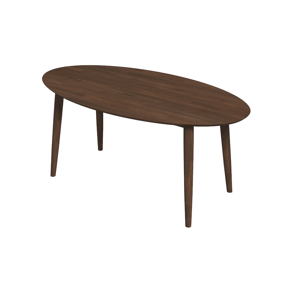 Ada Walnut Solid Wood Oval Dining Table, Mid-century Modern