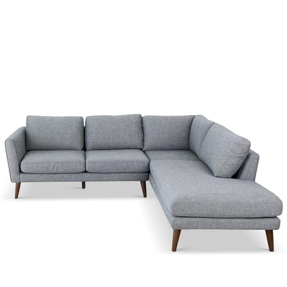 Ashcroft Furniture SEC00400402 Benson Fabric Sectional Sofa Right Facing Chaise, Gray