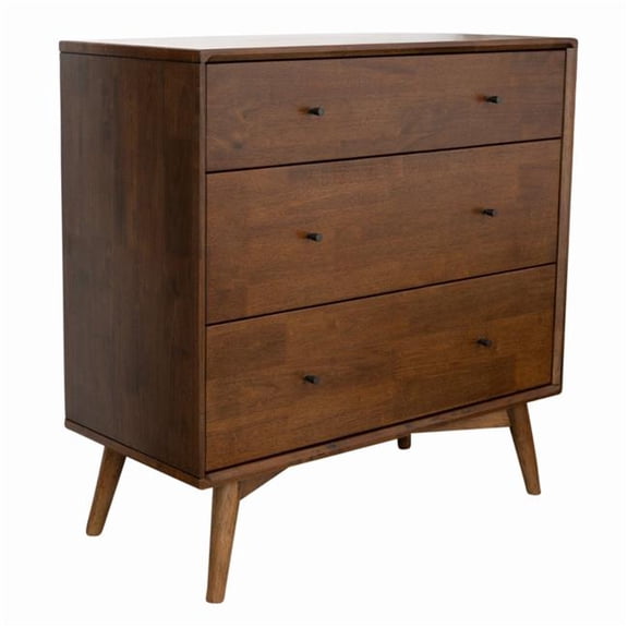 Ashcroft Furniture DRS00700305 Caroline Mid Century Modern Solid Wood Dresser 3-Drawer, Brown