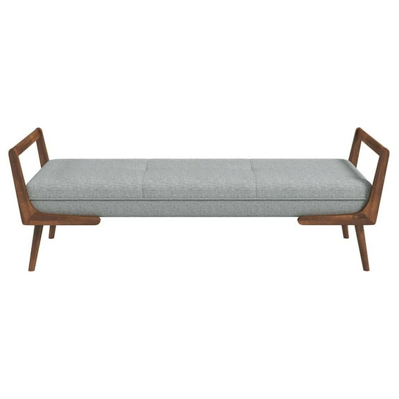 Ashcroft Furniture Cora Mid Century Modern Grey Fabric Bench