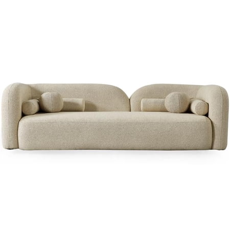 Ashcroft Furniture Donna Japandi Style Boucle Sofa, Ivory