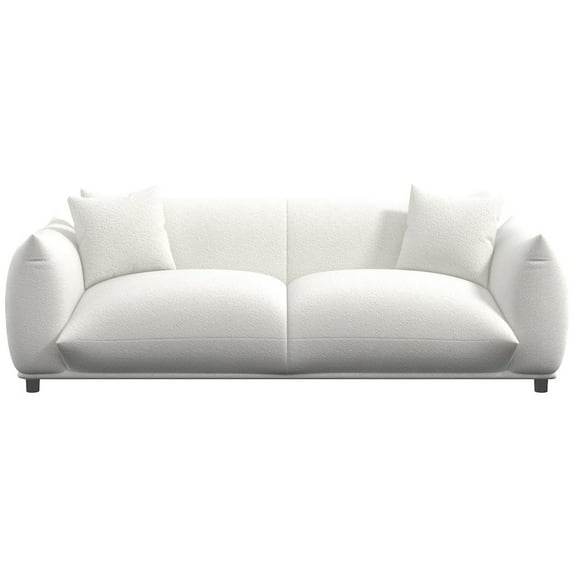 Ashcroft Furniture Emma Mid Century Modern Luxury Cream Boucle Sofa