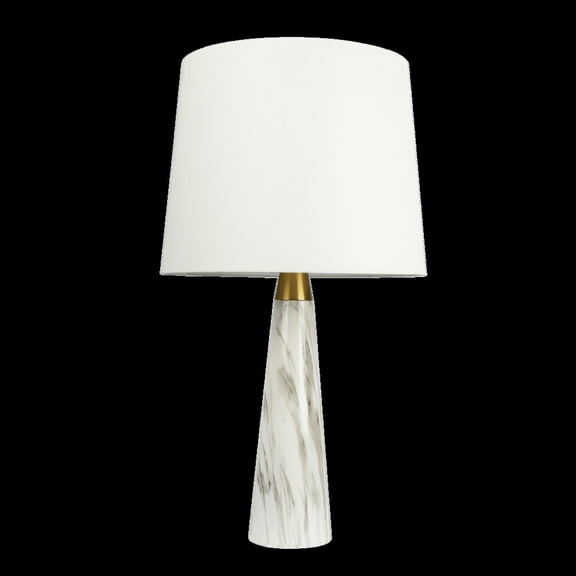 Ashcroft Furniture Enclave Hydro Black Table Lamp with On/Off Switch Faux Marble Base Fabric Shade
