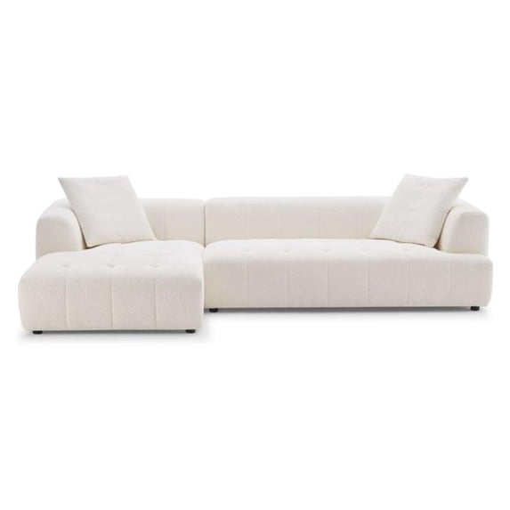 Ashcroft Furniture SEC03102104 Kaynes Right Sectional Boucle Sofa, Ivory