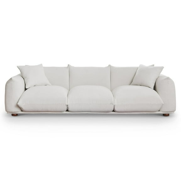 Ashcroft Furniture Kely  100'' Cream Boucle Upholstered Sofa