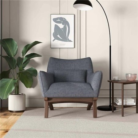 Ashcroft Furniture LCH00300211 Brayden Mid Century Modern Sea Side Linen Arm Chair, Gray
