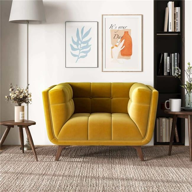 Ashcroft Furniture LCH00300904 Addison Mid Century Modern Velvet Lounge Chair, Gold