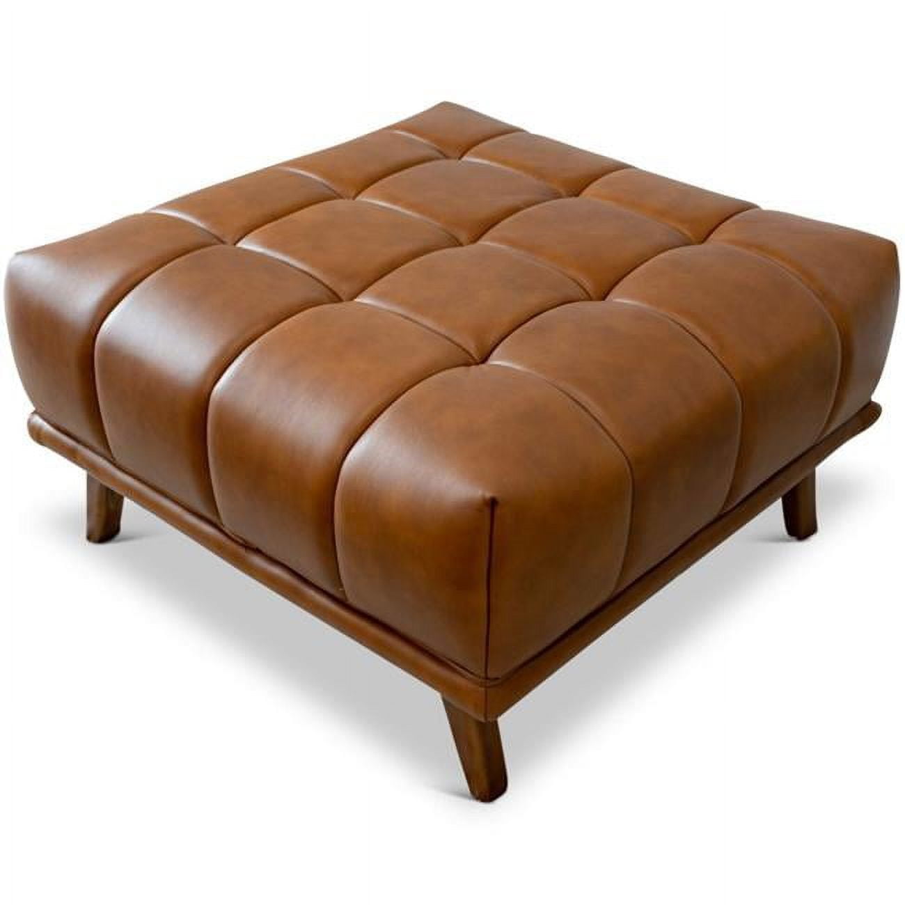 Ashcroft Furniture OTT00300321 Addison Square Upholstered Ottoman, Cognac