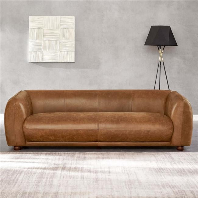 Ashcroft Furniture SOF00303102 Marlon Luxury Italian Leather Sofa, Brown