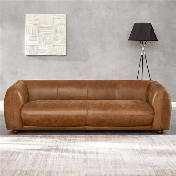 Ashcroft Furniture SOF00303102 Marlon Luxury Italian Leather Sofa, Brown