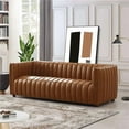 thumbnail image 1 of Ashcroft Furniture SOF00303601 April Mid Century Modern Luxury Tight Back Leather Couch, Cognac, 1 of 1
