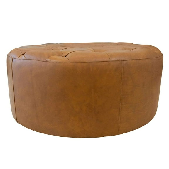 Ashcroft Furniture Seletar  Tan Leather Ottoman
