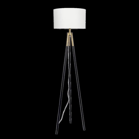 Ashcroft Furniture Sway Brassed Gold Floor Lamp with On/Off Switch Triple Legs White Fabric Shade