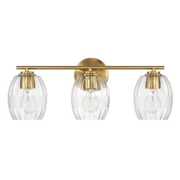 Ashcroft Furniture Three Lights Vanity With Clear Glass for Bathrooms above Mirror  Wall Lamp