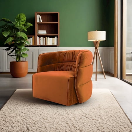 Ashcroft Furniture Walden Swivel Chair - Burnt Orange Velvet