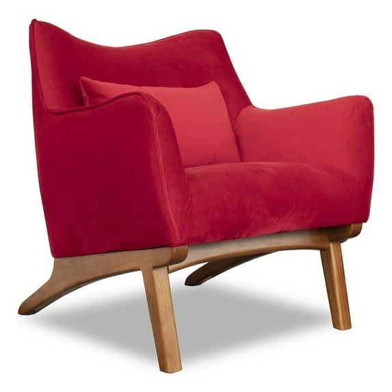 Ashcroft Gatsby Mid Century Modern Furniture Style Velvet Accent Armchair in Red