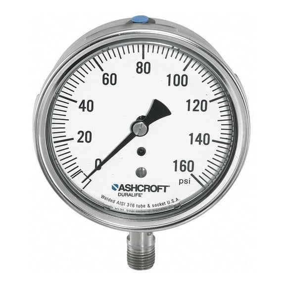 Ashcroft Gauge,Pressure,0 to 1000 psi,1 Percent 351009SW02L1000#