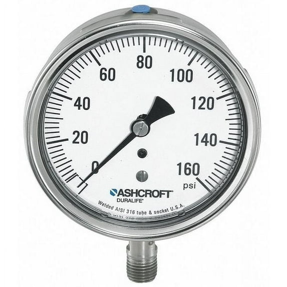 Ashcroft Gauge,Vacuum,-20-150 Degrees F,Lower 351009SWL02LVAC